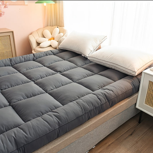 1pc Hotel Quality Mattress Topper 10cm Thick - Ultra-Soft Microfiber, Anti-Shift & Even Weight Distribution, UK Bed Sizes Single/Double/King/Super King, Grey