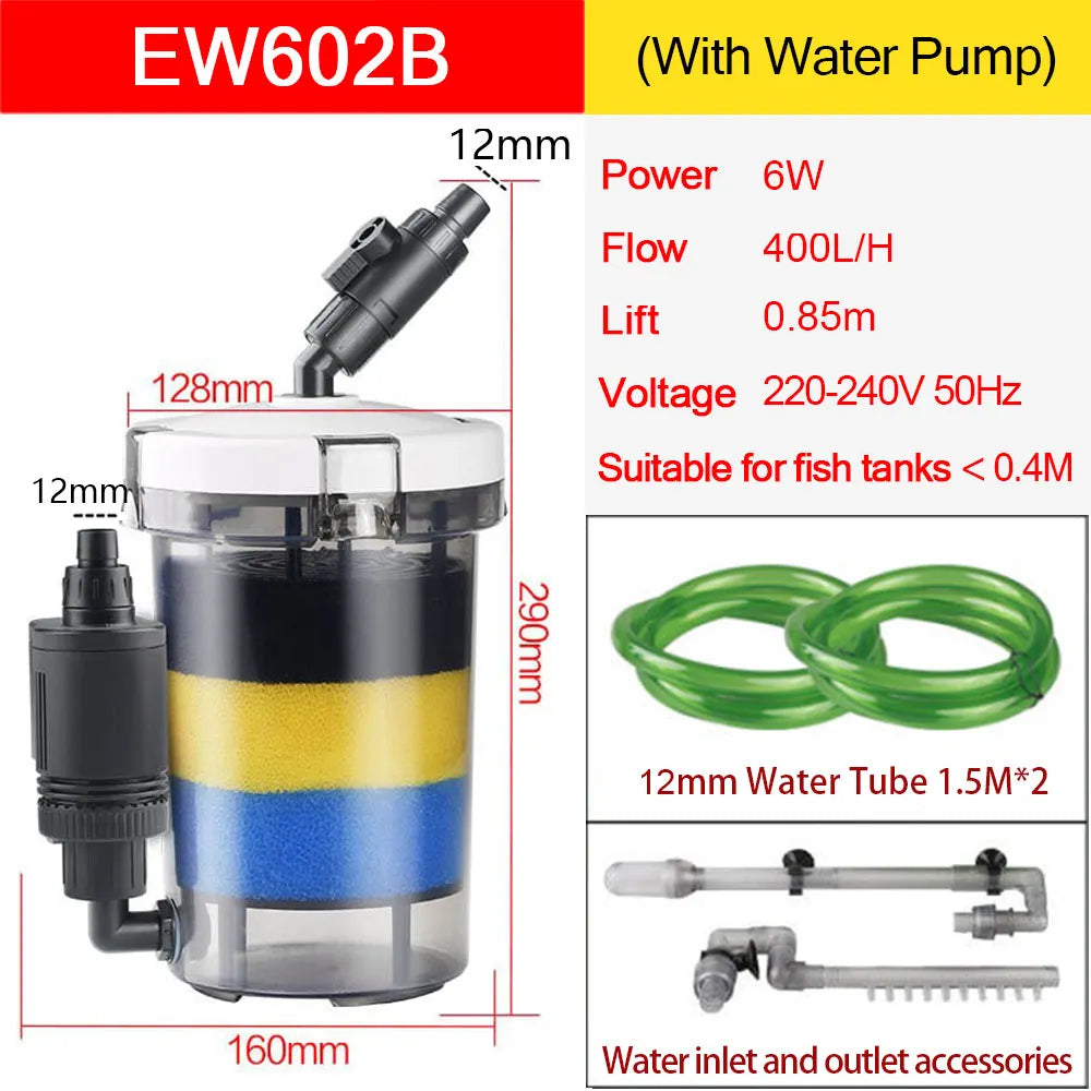 SUNSUN Pre-Filter Biochemical Fish Tank Filter Barrel Ultra-quiet Transparent External Aquarium Filter Bucket
