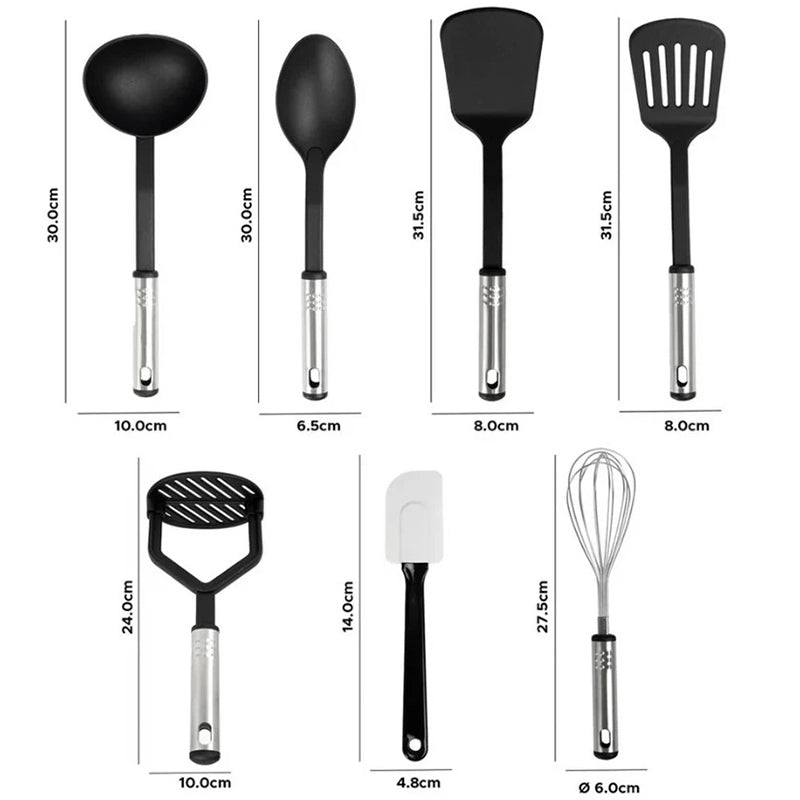 17PCS Cooking Utensil Plastic Kitchen Tool Utensil Cutlery Set Cooking Spatula Spoon Can Opener Peeler Whisk