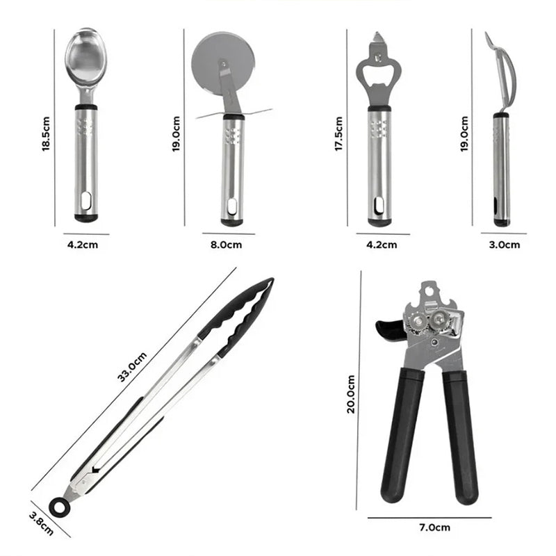 17PCS Cooking Utensil Plastic Kitchen Tool Utensil Cutlery Set Cooking Spatula Spoon Can Opener Peeler Whisk