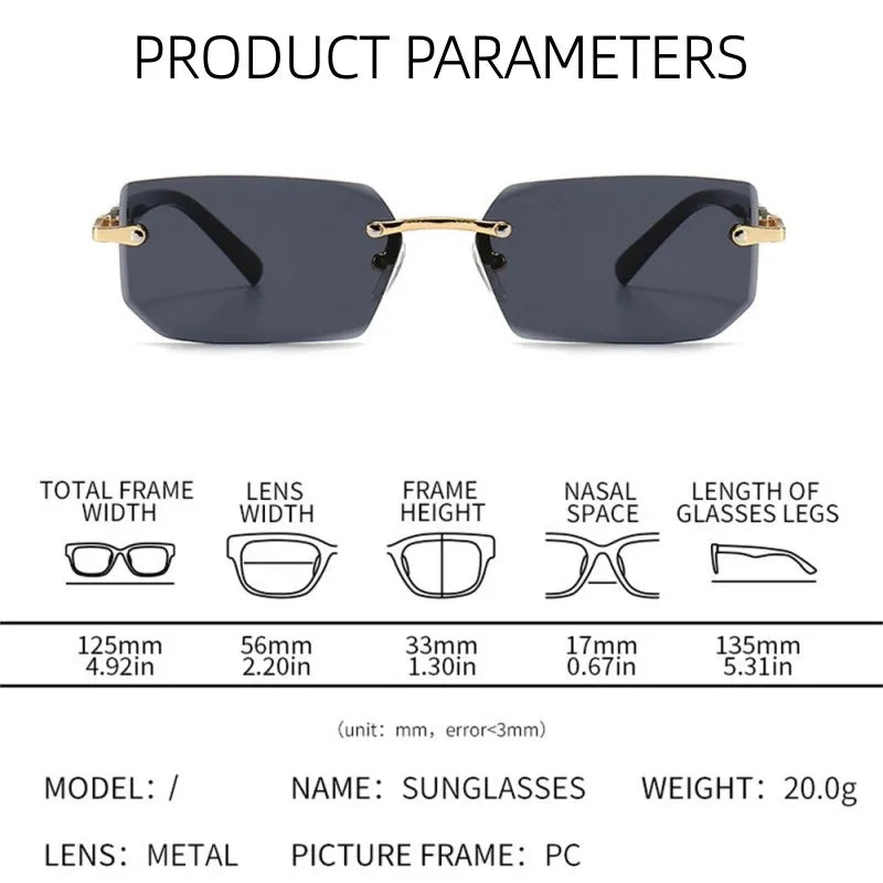 Goggles Rimless Sun Glasses Designer Shades Luxury Brand Eyewear For Beach Summer Fashion Travel