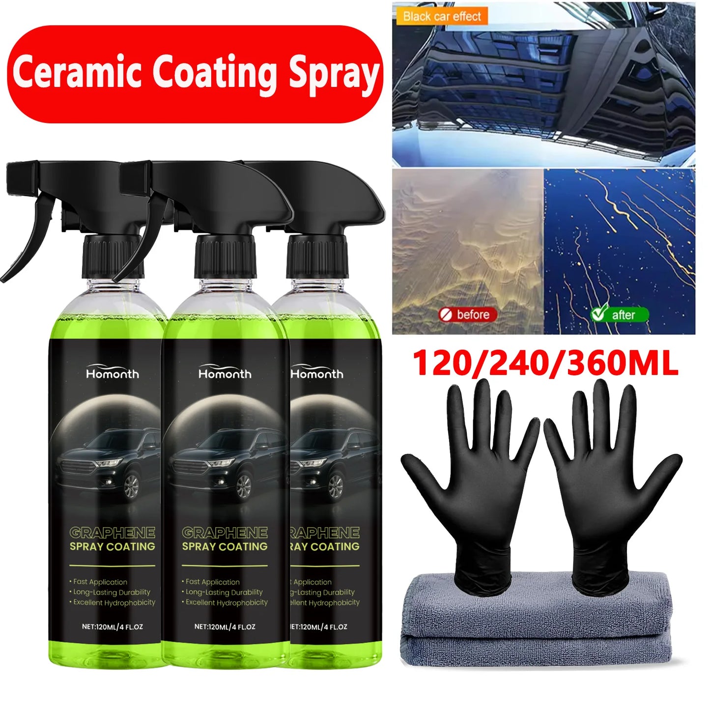 Car Graphene Ceramic Nano Spray Hydrophobic Layer Polishing Anti-fouling Cleaning Paint Coating Agent Auto Protection Accessorie