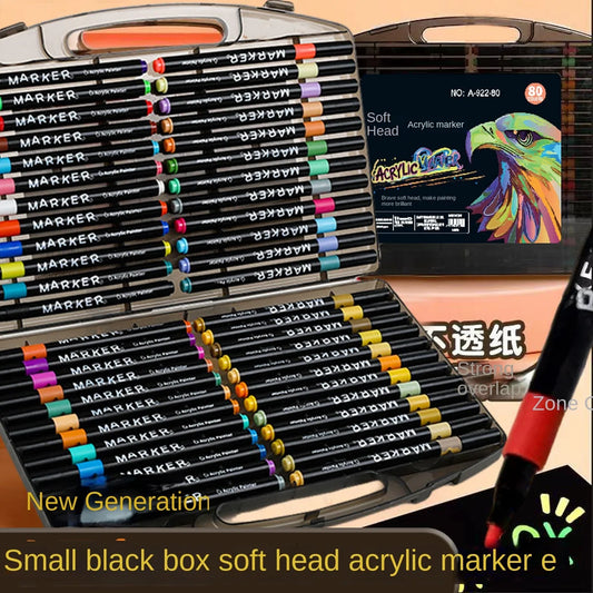 24/80 Colors Soft Headed Different Color Acrylic Marker Pen, Color Art Graffiti Pen, Waterproof, Opaque, Water-Based Soft Headed