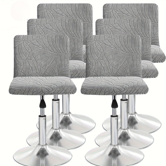 4/6pcs Large Maple Leaf Jacquard Stretch Swivel Low Back Bar Stool Chair Covers, Spandex Removable and Washable Low Swivel Back Bar Stool Chair Protective Covers Friendly to Pets, Suitable for Home Restaurant Hotel 200gsm