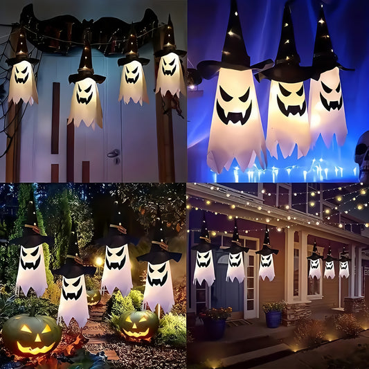 1/3pcs Set LED Indoor Glow with Witch Hat Lights - Holiday and Halloween Decor, White, Hanging, Foldable, Button Control, Removable Lamp, Battery Powered by Coin Cell (Coin Cells Included), with 3 Flashing Modes, Suitable for